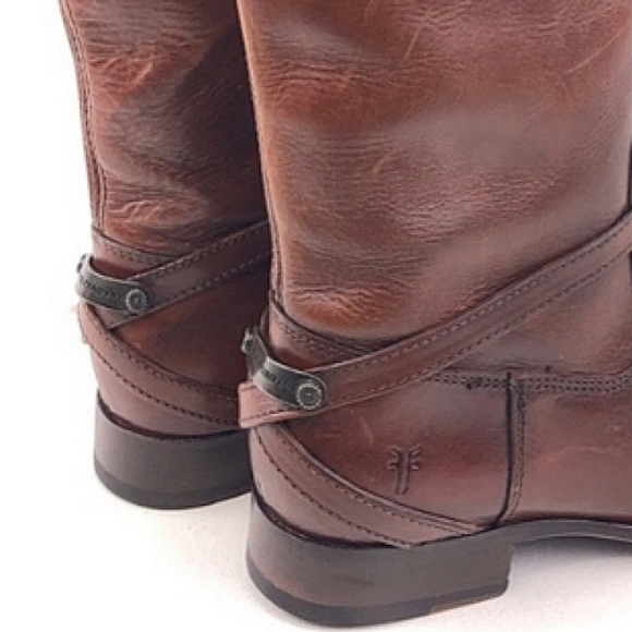 FRYE Lindsay Plate Crisscross Distressed Tall Pull-On Riding Boots EUC - Picture 6 of 13